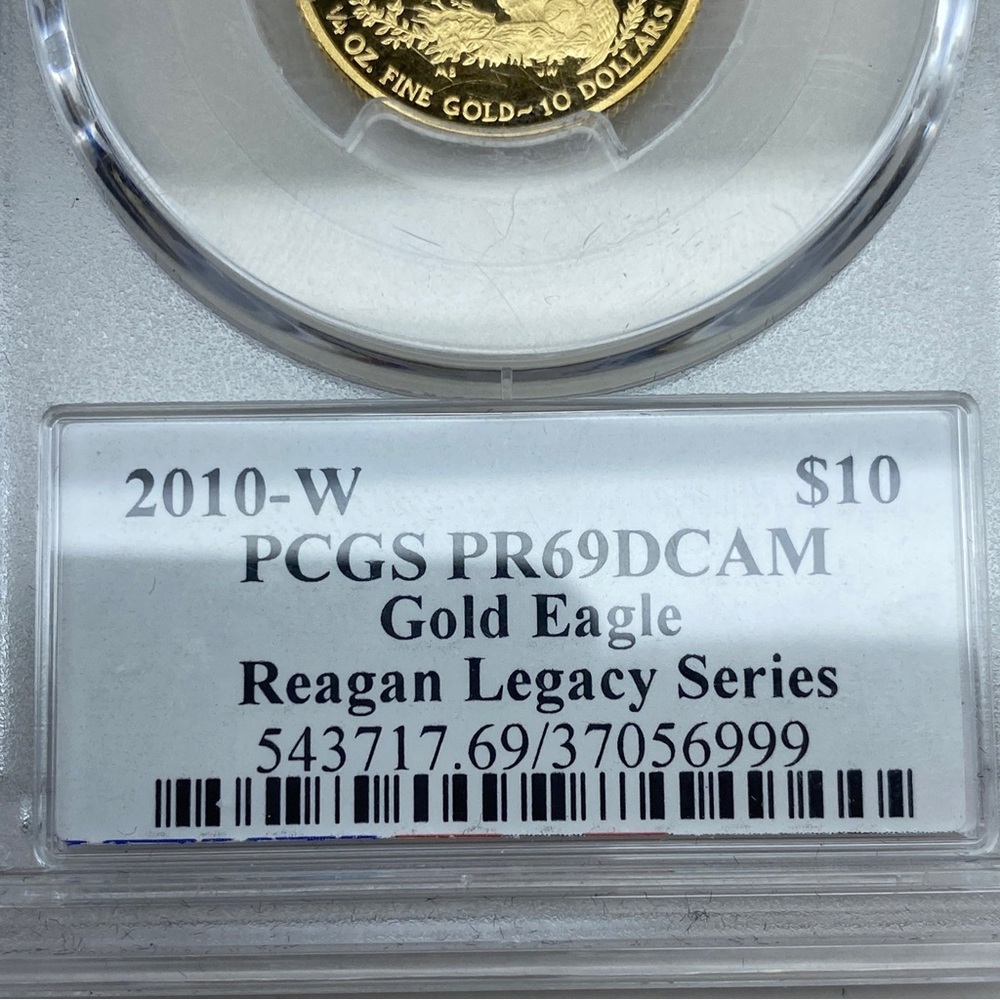 2010-WPCGS PR69 DCAM $10 Gold Eagle Reagan Legacy Series 1/4oz Gold Coin - Picture 9 of 13